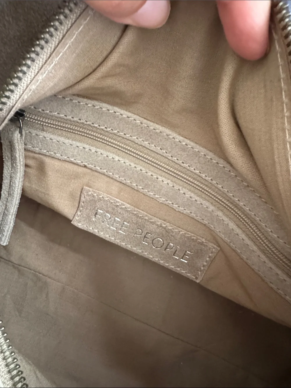 Free People‎ Sierra Suede Leather Tubular Shoulder Bag Purse in Taupe - NEW